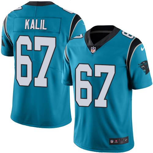 Nike Panthers #67 Ryan Kalil Blue Youth Stitched NFL Limited Rush Jersey